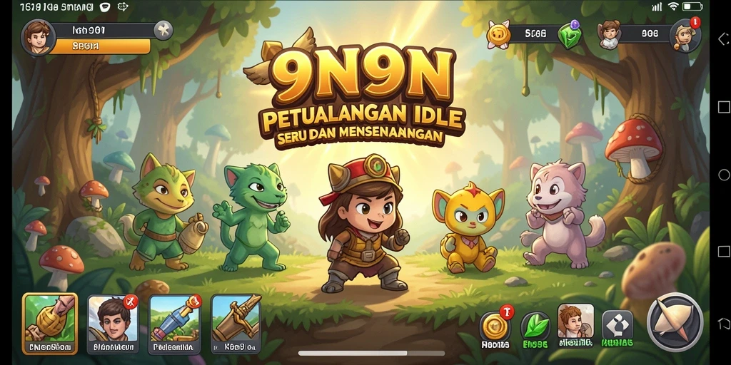 Screenshot gameplay 9N9N yang menunjukkan karakter dalam aksi Idle.