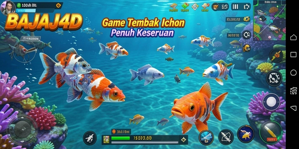 Tangkapan layar menunjukkan aksi seru dalam BAJAJ4D saat menembak ikan.