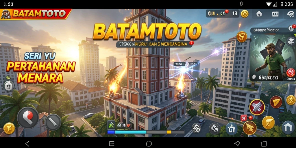 Tangkapan layar gameplay menara pertahanan yang mendebarkan.