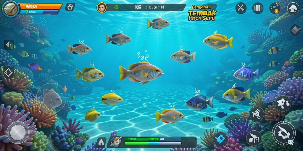Screenshot menunjukkan aksi seru menembak ikan dengan grafis menawan.