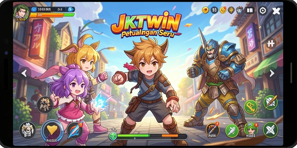 Tampilan memukau dari gameplay JKTWIN penuh aksi dan karakter anime.