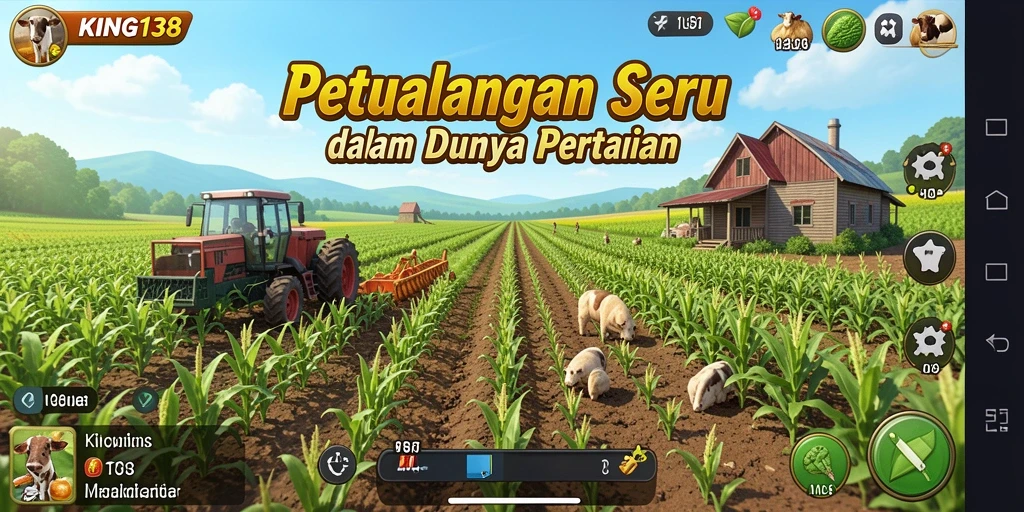 Screenshot gameplay KING138 menampilkan aktivitas bertani yang seru dan menyenangkan.
