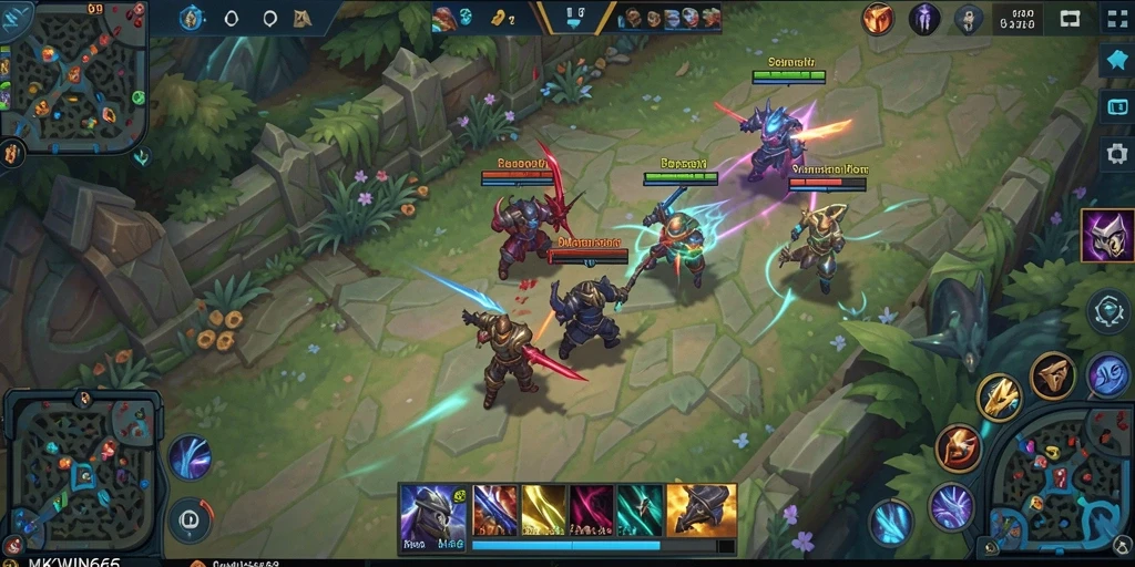 Tampilan aksi gameplay seru di arena MOBA MKWIN666.
