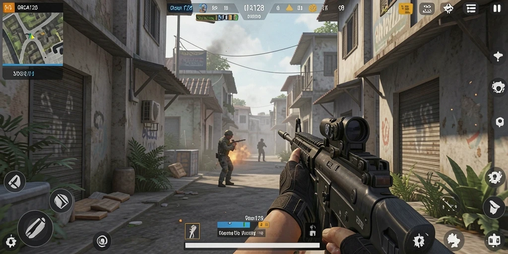 Tampilan gameplay seru di ORCA128 dengan aksi FPS mendebarkan.