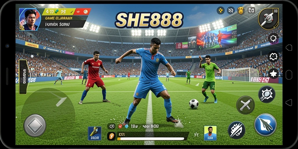 Tangkapan layar dari gameplay SHE888, menampilkan pertandingan olahraga yang seru.