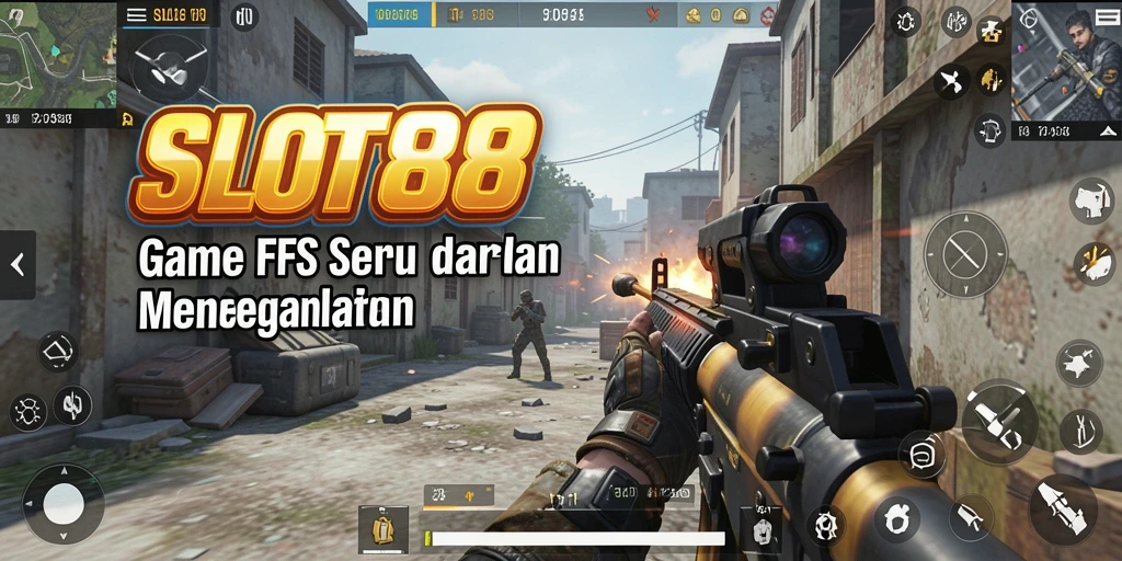 Screenshot utama SLOT88 menampilkan aksi tembak-menembak yang mendebarkan.