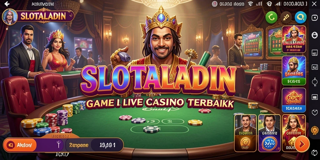 Tampilan gameplay SLOTALADIN yang menawan dalam suasana kasino langsung.